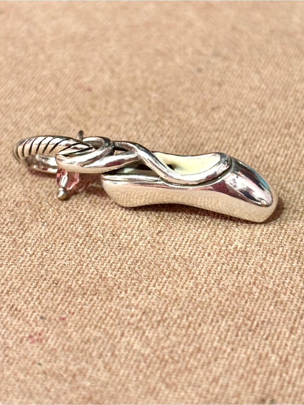 🆕Listing! 🆕 Brighton Ballet Shoe charm Dance engraved on sole Silver Retired